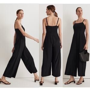 Madewell Square-Neck Wide-Leg Sleeveless Jumpsuit Black